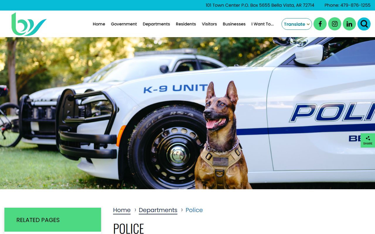 Bella Vista Police inmate population page