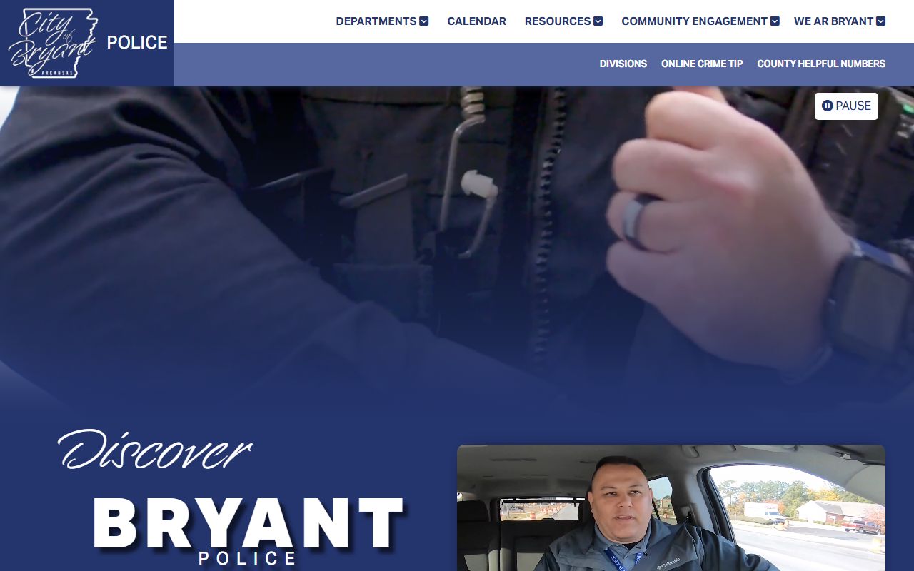 Bryant Police Department inmate population page