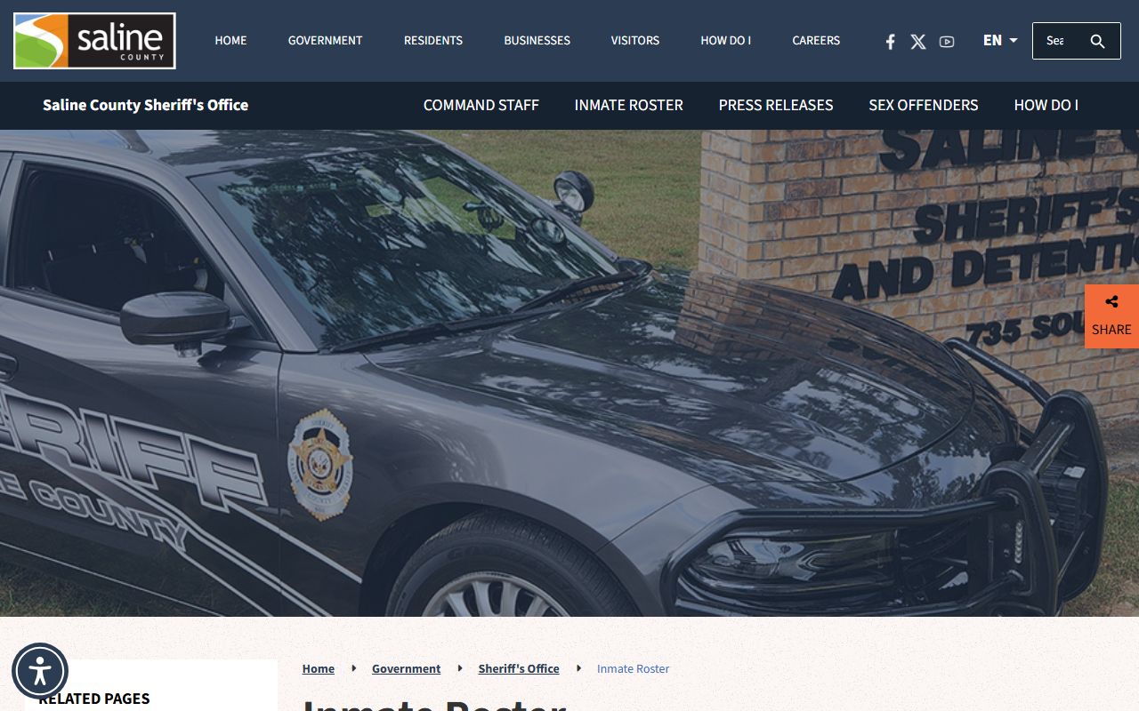 Saline County inmate population roster for Bryant