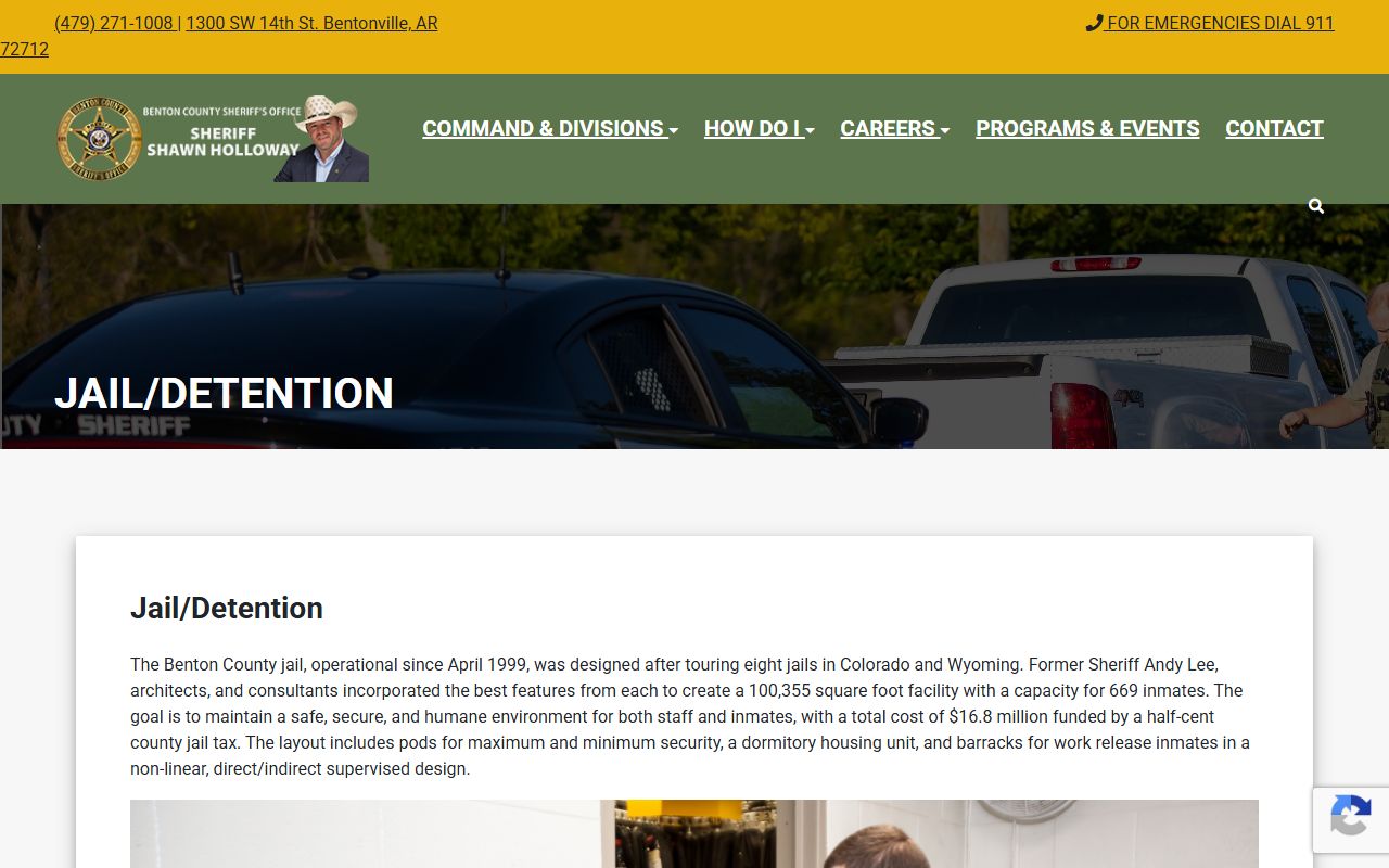 Benton County jail Siloam Springs inmate population page