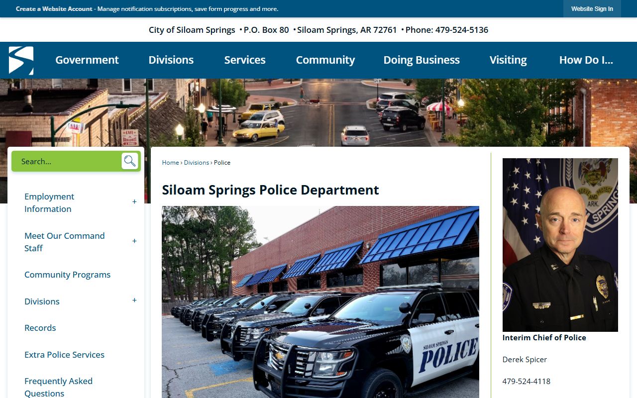 Siloam Springs Police inmate population page
