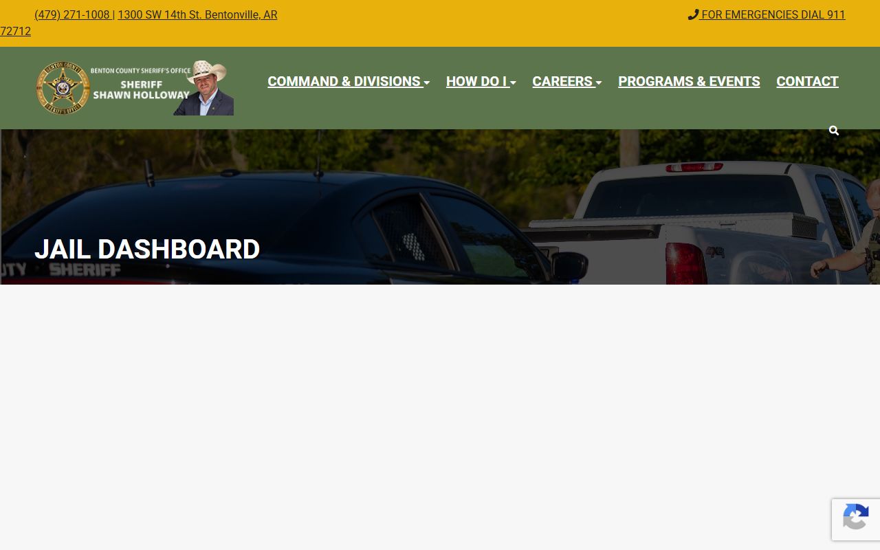 Benton County jail dashboard with inmate population stats