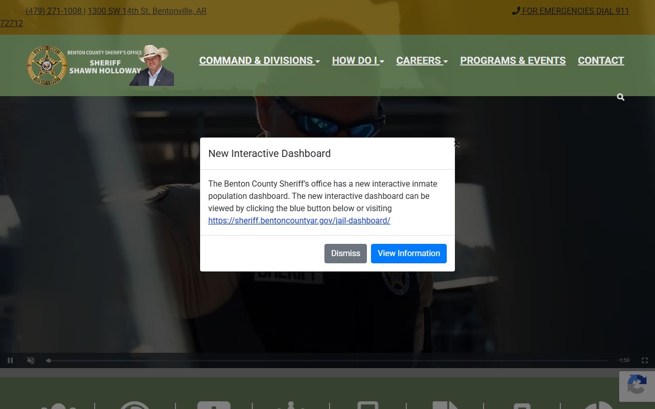 Benton County Sheriff Office home page for inmate population search
