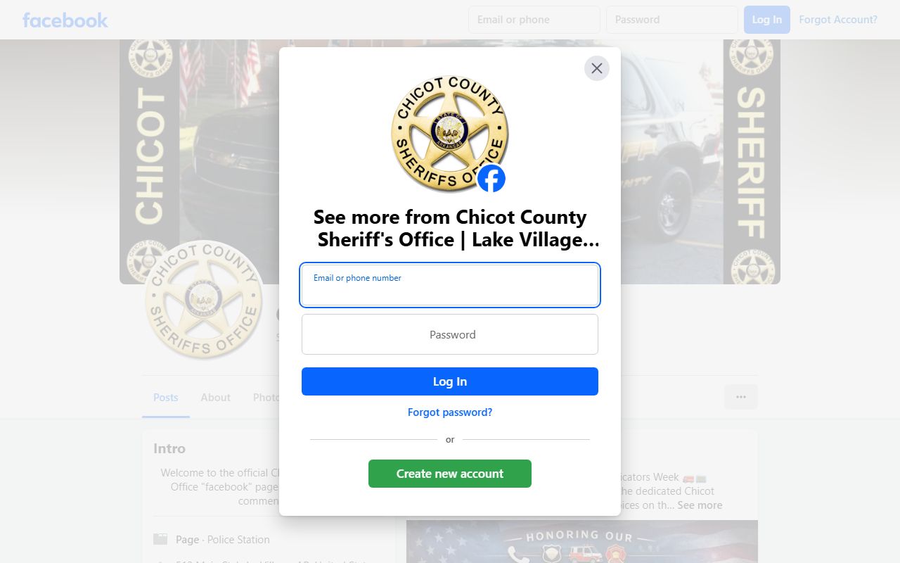 Chicot County Sheriff Facebook page for inmate population updates