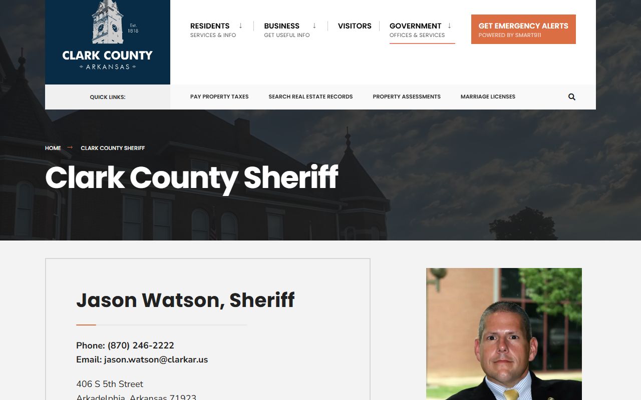 Clark County Sheriff Office website for inmate population lookups