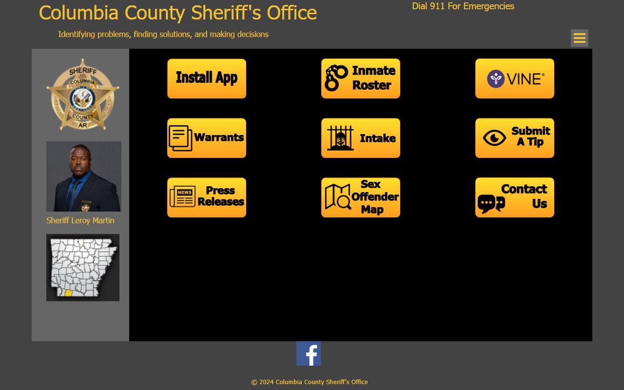 Columbia County Sheriff inmate population page