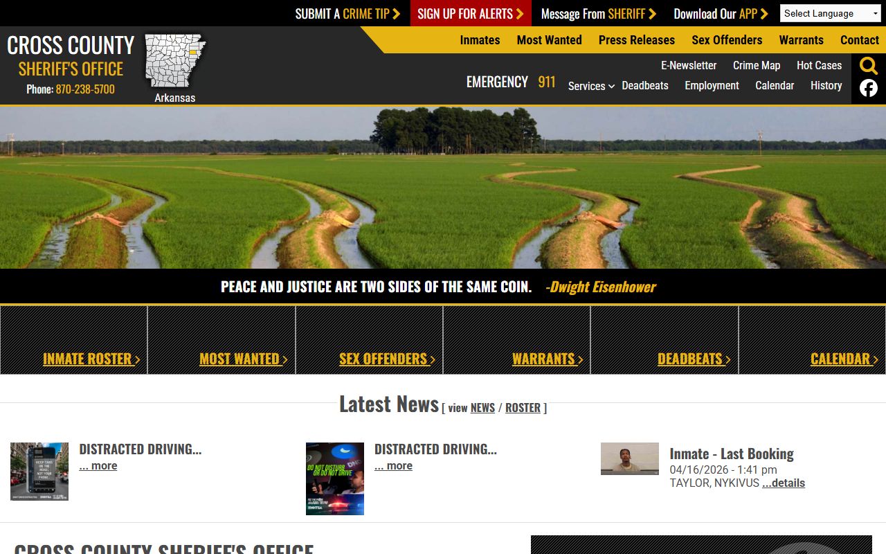 Cross County Sheriff inmate population main site