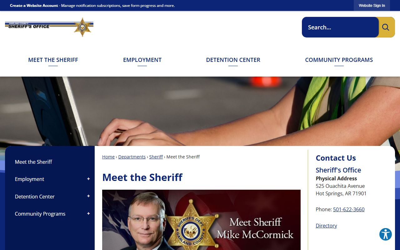 Garland County Sheriff inmate population office