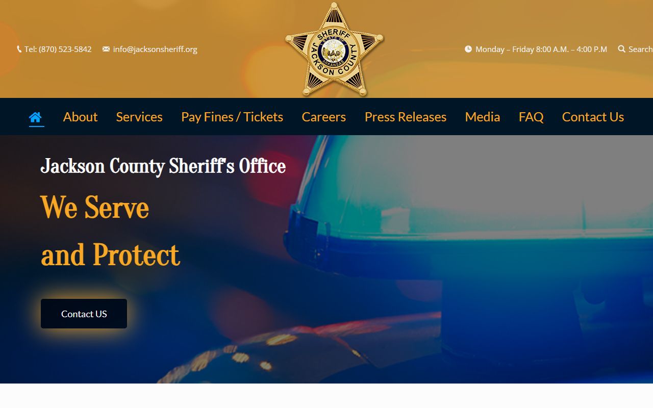 Jackson County Sheriff website for Jackson County inmate population lookup