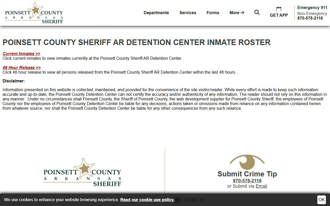 Poinsett County inmate population roster page