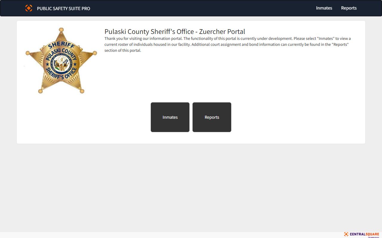 Pulaski County Zuercher inmate population portal