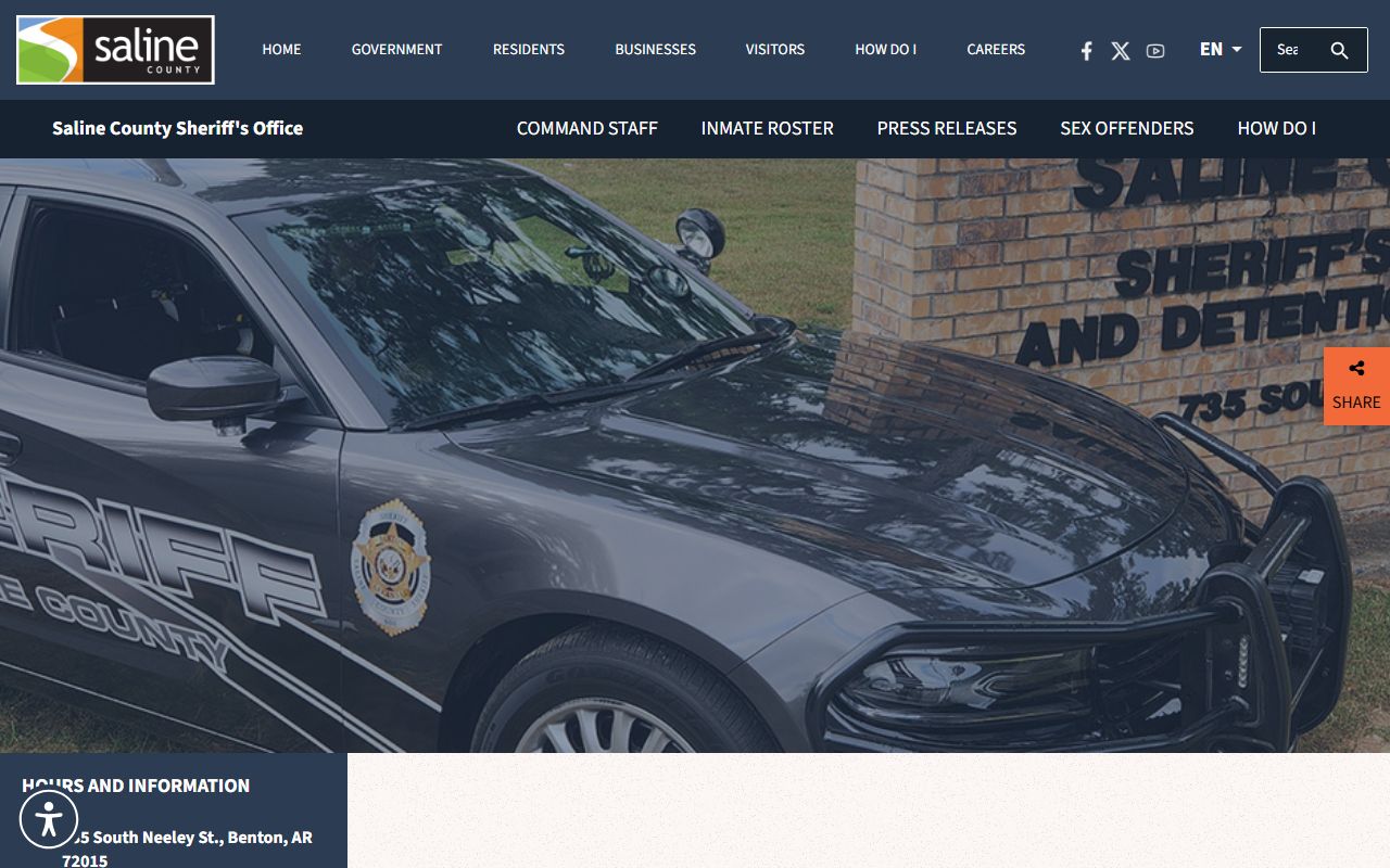 Saline County inmate population roster page menu