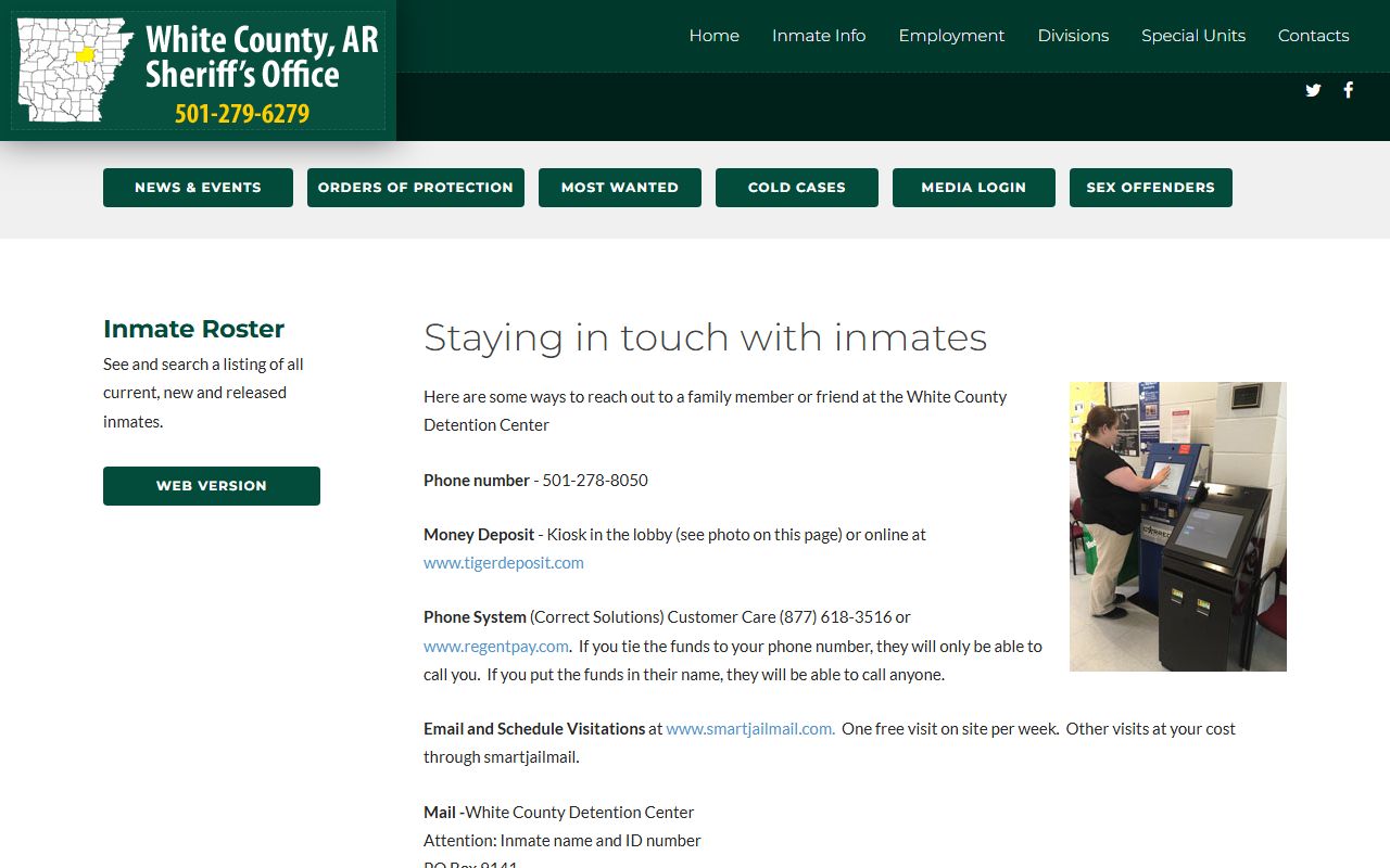 White County inmate population info page