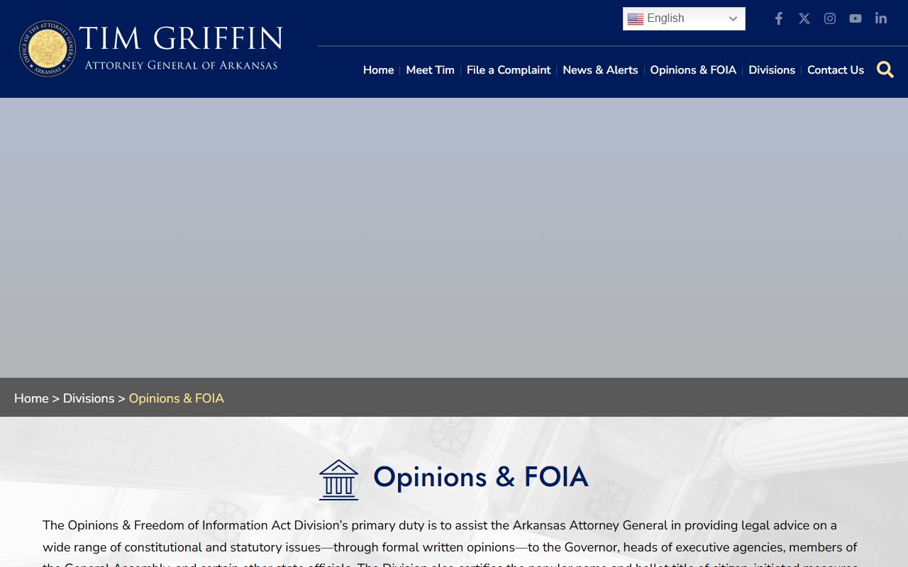 Arkansas Attorney General FOIA resources inmate population